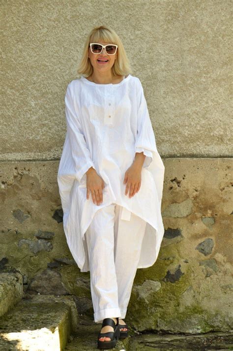 White Linen Outfit For Women Linen Pants Linen Clothes Plus Etsy In
