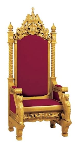 Wooden pew end with fabric and cross. Church furniture: Bishop throne no.3-2 - Istok Church ...