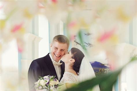 Norilsk People Russian Bride Kisses Her Groom Russian Bride