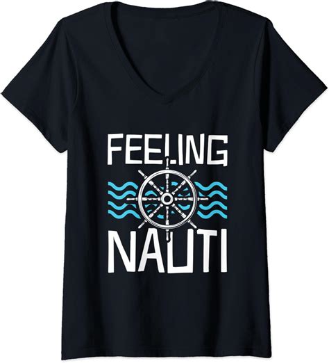 Womens Feeling Nauti Sailing Naughty Funny Pun Anchor V