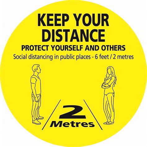 Keep Your Distance Safety Floor Stickers Yellowblack