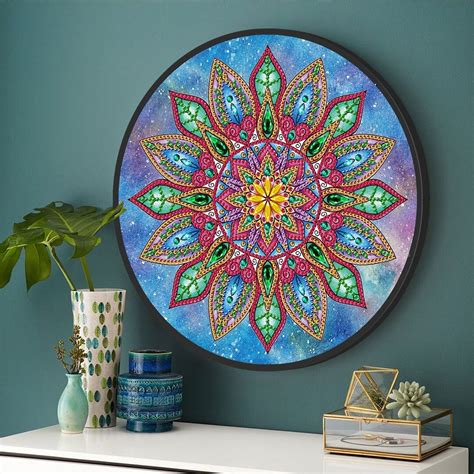 5d Mandala Diamond Painting Kits With Tassels Round Frame Wall Etsy