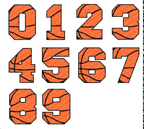Basketball Numbers Svg Dxf Eps Digital Cut File