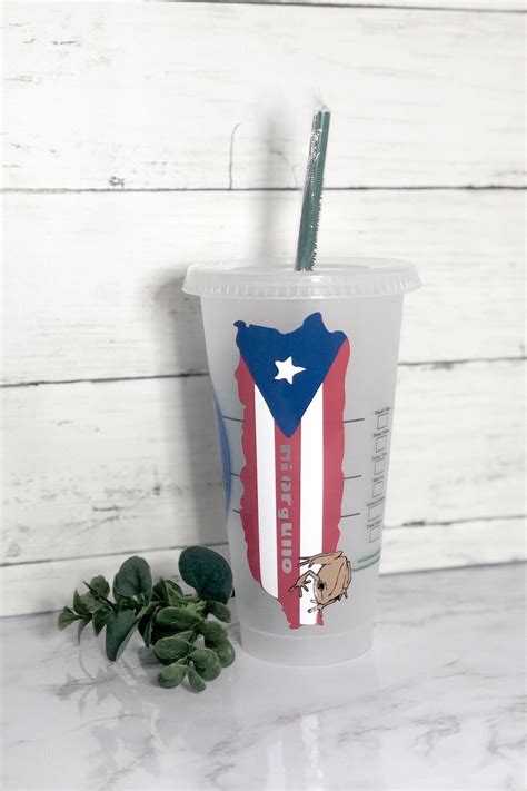 Puerto Rico Flag Venti Starbucks Cold Cup With Lid And Etsy