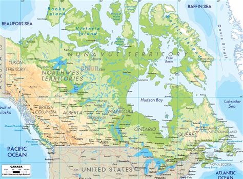 Canada provinces and territories map. Physical Map of Canada - Ezilon Maps