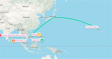 Thời gian bay từ Việt Nam sang Hawaii mất bao lâu mấy tiếng