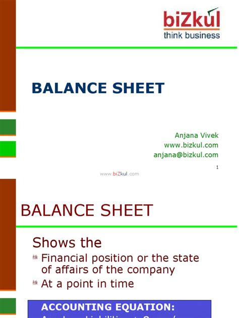 Balance Sheet | Inventory | Debenture