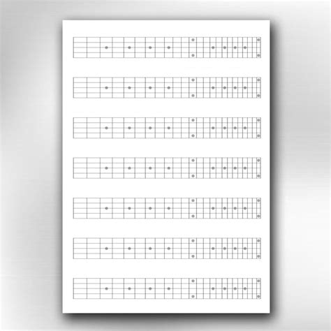 A4 Printable 5 Strings Bass Guitar Blank Fretboard Chart Etsy