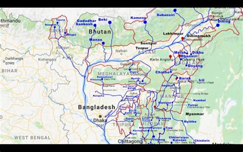 River Of North East India 2 Map Geography River