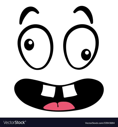 Cartoon Face Expressive Eyes And Mouth Smiling Vector Image