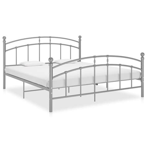 Bed Frame Grey Metal 140×200 Cm Home And Garden All Your Home
