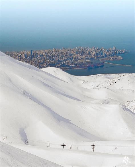 When The Snowy Faraya Meets The View Of Beautiful Beirut Beirut