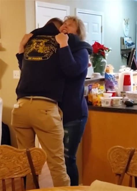 Mothers Tears Of Joy As Her Marine Son Surprises Her With A Christmas