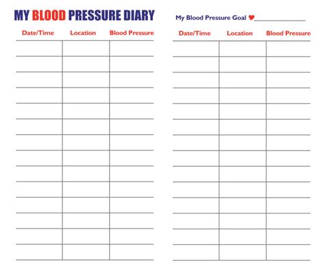 Printable Blood Pressure Chart Free Liojs