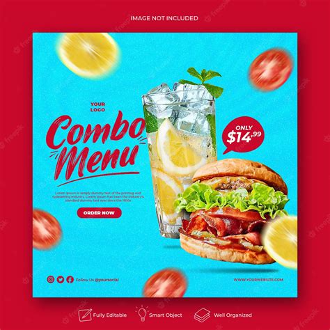 Premium Psd Menu Food Template For Social Media Promotion