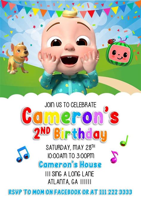 Cocomelon Birthday Invitation Template Free Cocomelon Birthday Theme