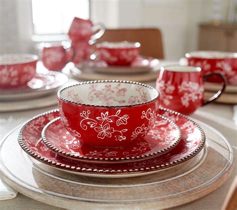 Temp Tations Floral Lace 16 Piece Essential Dinnerware Set