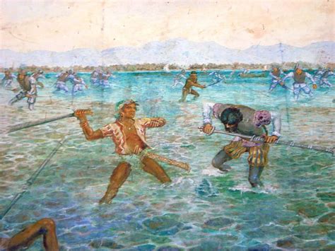 Painting Of The Battle Of Mactan In The Mactan Shrine Image Battle