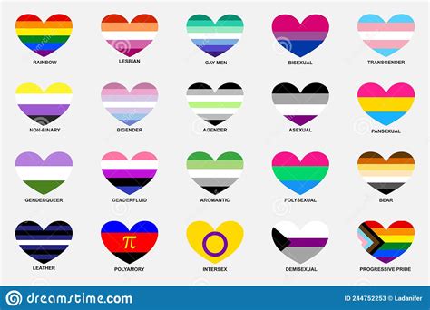 lgbt sexual identity pride heart shaped flags collection stock vector illustration of lgbt