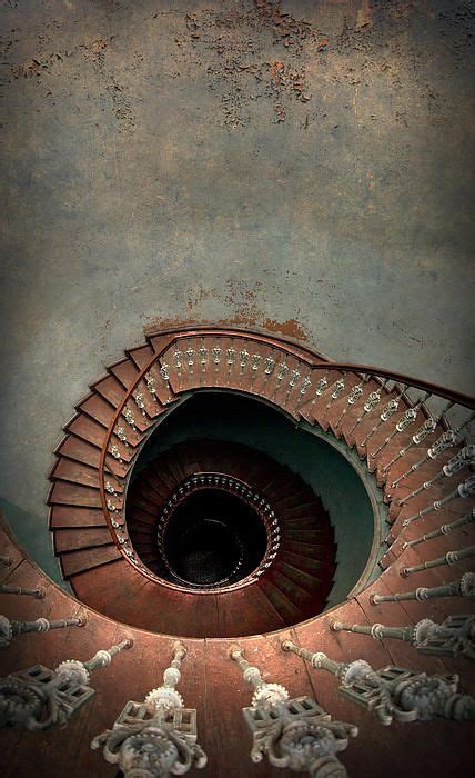Vintage Spiral Staircase With Ornamented Handrail By Jaroslaw Blaminsky