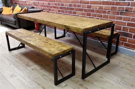 Some of the specialties that are offered include custom wood desk, stools, slab tables and much more. Industrial Dining Table and Bench Set Steel Reclaimed ...