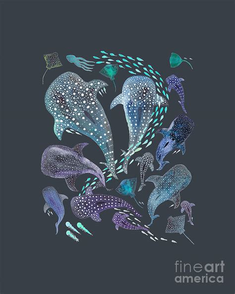 Whale Shark Ray Sea Creature Play Print Tapestry Textile By Andy Moore