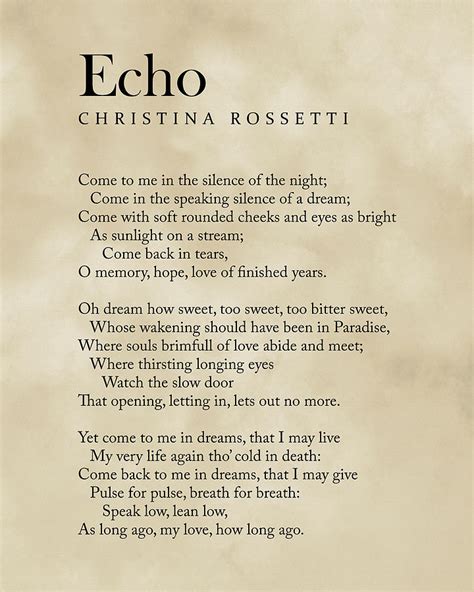 Echo Christina Rossetti Poem Literature Typography Print 1