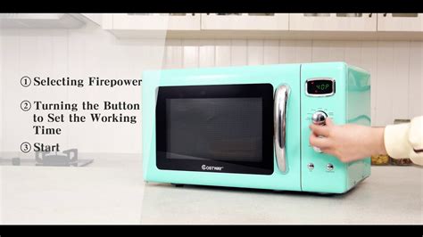 Costway 09 Cuft Retro Countertop Compact Microwave Oven Youtube