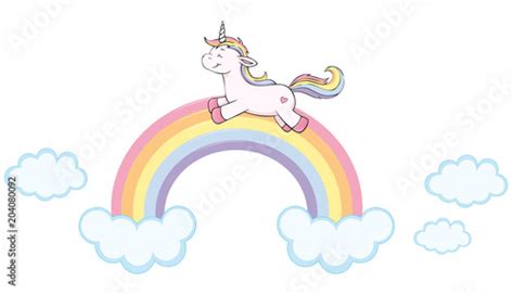 Cute Unicorn Running Over Rainbow Buy This Stock Vector And Explore