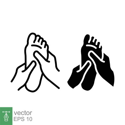 Foot Massage Icon Simple Outline And Solid Style Reflexology Human Toe Leg Health Thai