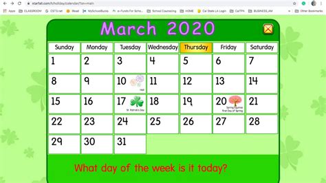 Create A Calendar Using Starfall Youtube