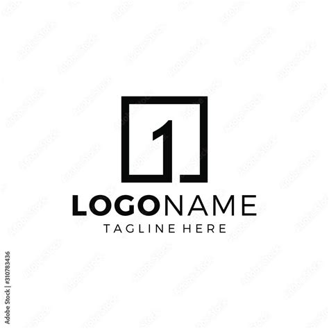 Number One Logo Design With Line Square Stock Vector Adobe Stock
