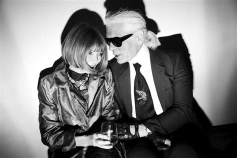Italy Milan February Karl Lagerfeld And Anna Wintour Chat