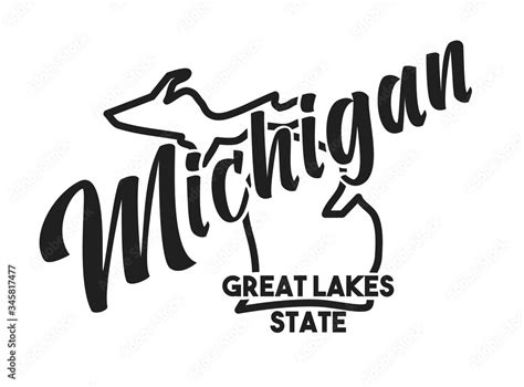 Vector Image Of Michigan Lettering Nickname Great Lakes State United