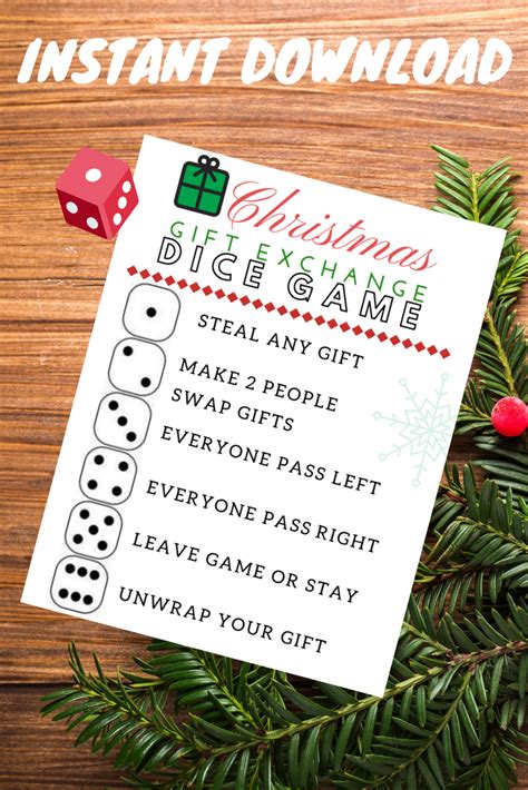 Christmas Dice Game T Exchange Rules Printable Elevate Your