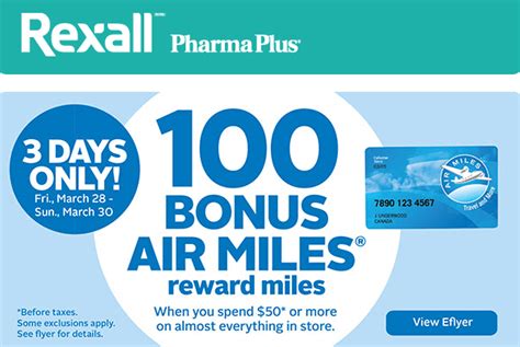 Rexall Pharma Plus Canada Flyer Printable Coupons 100 Bonus Air Miles