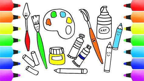 Art And Painting Tools Drawings For Babies Draw Color And Paint Youtube