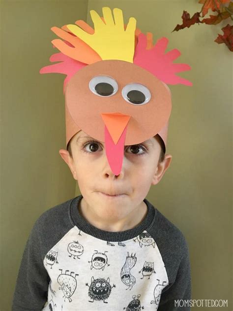 Turkey Handprint Headband Hat Craft For Thanksgiving Mom Spotted