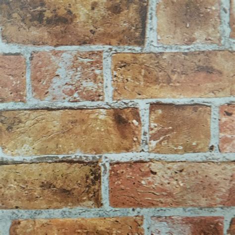 3 D Effect Embossed Rust Brick Wallpaper He1046 D