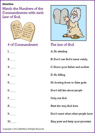 Ten Commandments For Kids Printable Worksheets Coloring