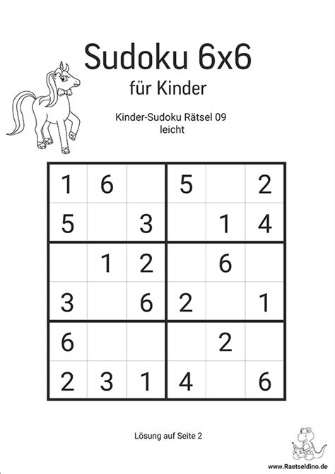 Kinder Sudoku 6x6 Zum Gratis Drucken