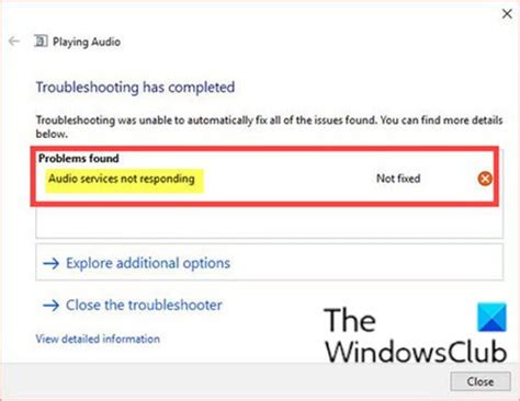 Audio Services Not Responding Error In Windows 1110