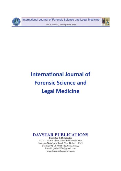 Pdf International Journal Of Forensic Science And Legal Medicine