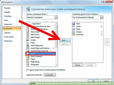 How To Customize The Quick Access Toolbar In Microsoft Word Windows 7