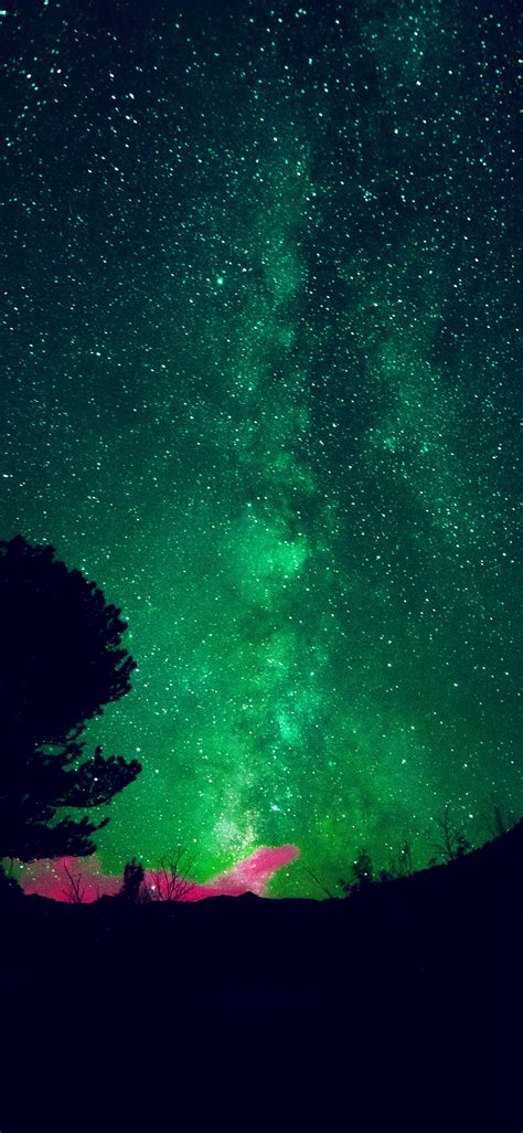 My60 Aurora Night Sky Star Space Nature Green Wallpaper