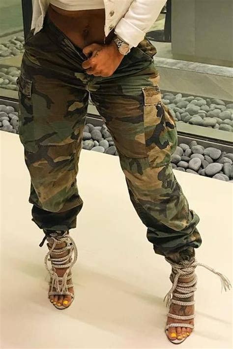 Casual High Waist Camouflage Printed Cotton Pants Cotton Pants Camo