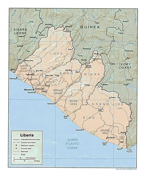 Large Detailed Physical Map Of Liberia With Roads Vidianicom Maps Images
