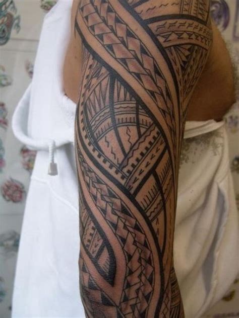 Hawaiian Tribal Tattoo Sleevesblack Ink Polynesian Tribal