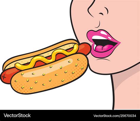 Face Profile Eating Hot Dog Royalty Free Vector Image