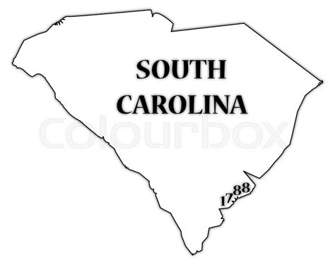 A South Carolina State Outline With The Date Of Statehood Isolated On A